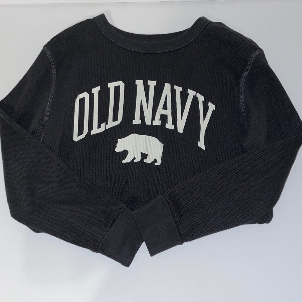 Old Navy Black Long Sleeve Tee with Bear Motif